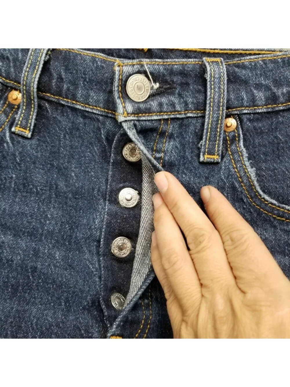 Levis Shorts Womens 28 Blue 501 Premium Stretch Denim Button Fly Jorts *Read*